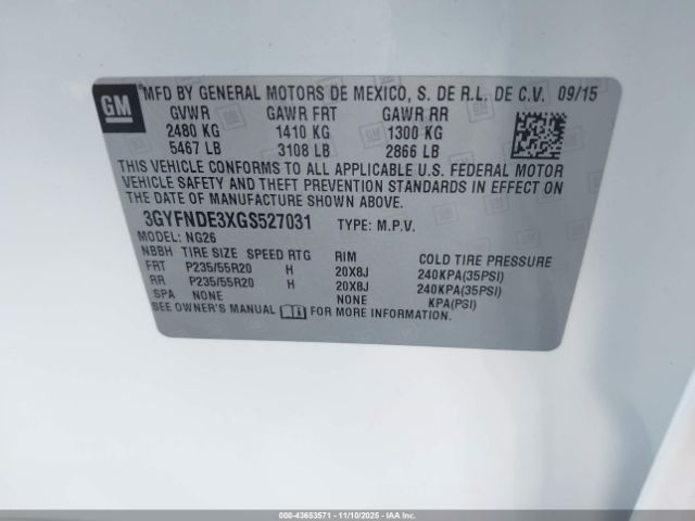 2016 CADILLAC SRX 3GYFNDE3XGS527031 Photo 8