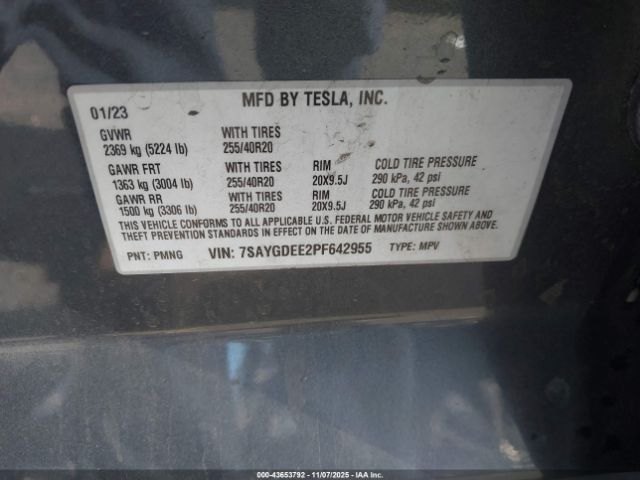 2023 TESLA MODEL Y 7SAYGDEE2PF642955 Photo 8