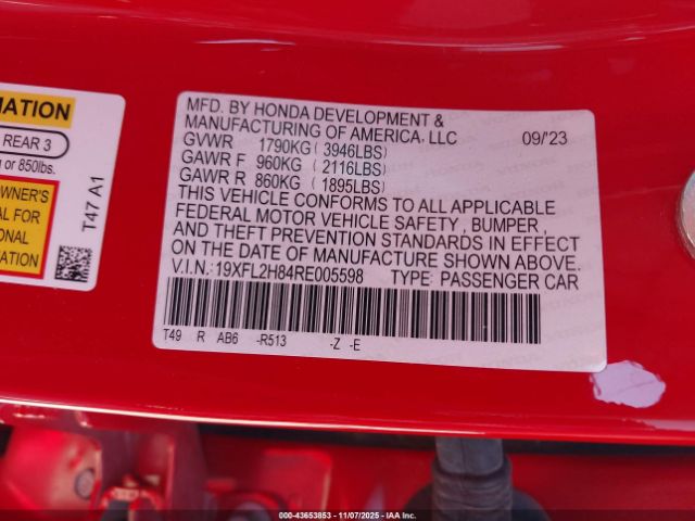 2024 HONDA CIVIC 19XFL2H84RE005598 Photo 8