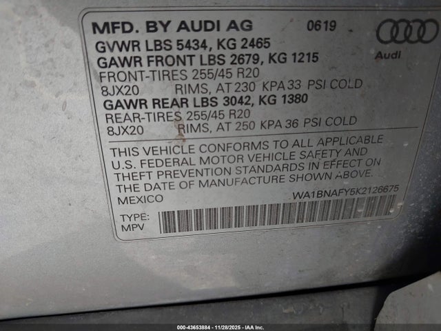 2019 AUDI Q5 WA1BNAFY5K2126675 Photo 8