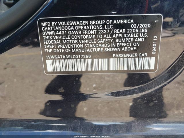 2020 VOLKSWAGEN PASSAT 1VWSA7A39LC017256 Photo 8