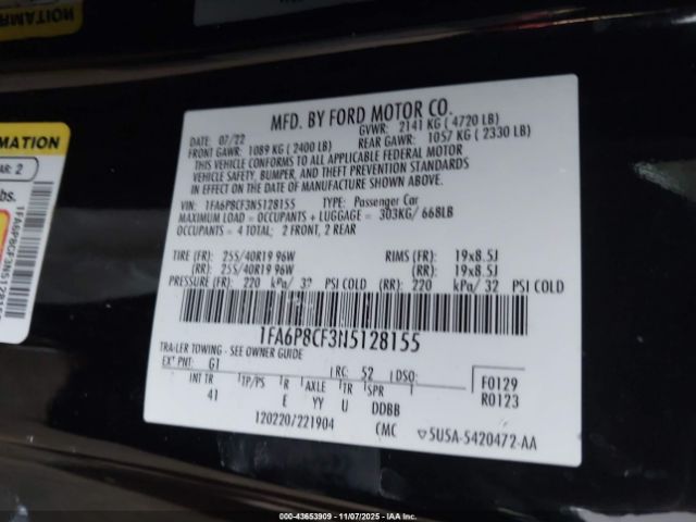 2022 FORD MUSTANG 1FA6P8CF3N5128155 Photo 8