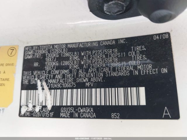 2009 LEXUS RX 350 2T2HK31U49C106675 Photo 8