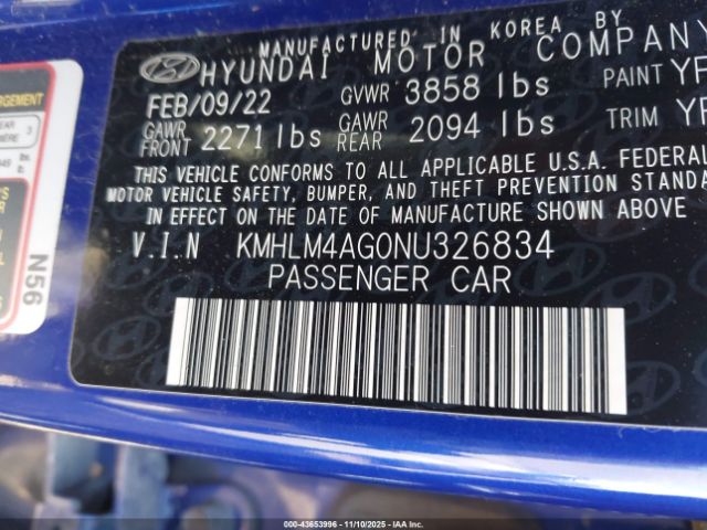2022 HYUNDAI ELANTRA KMHLM4AG0NU326834 Photo 8