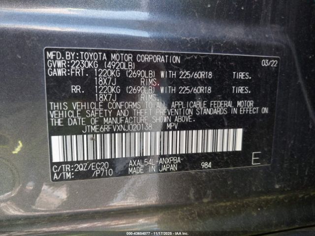 2022 TOYOTA RAV4 JTME6RFVXNJ020138 Photo 8