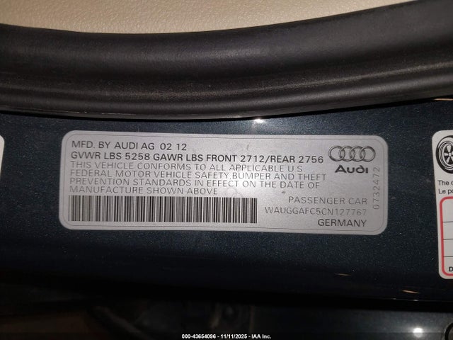 2012 AUDI A6 WAUGGAFC5CN127767 Photo 8