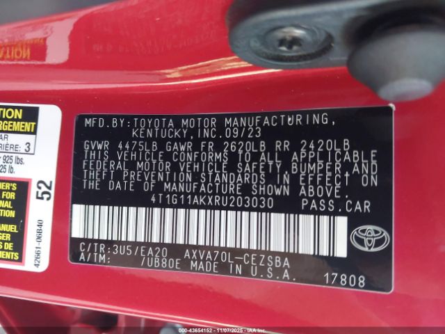 2024 TOYOTA CAMRY 4T1G11AKXRU203030 Photo 8