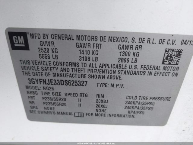 2013 CADILLAC SRX 3GYFNJE33DS625327 Photo 8