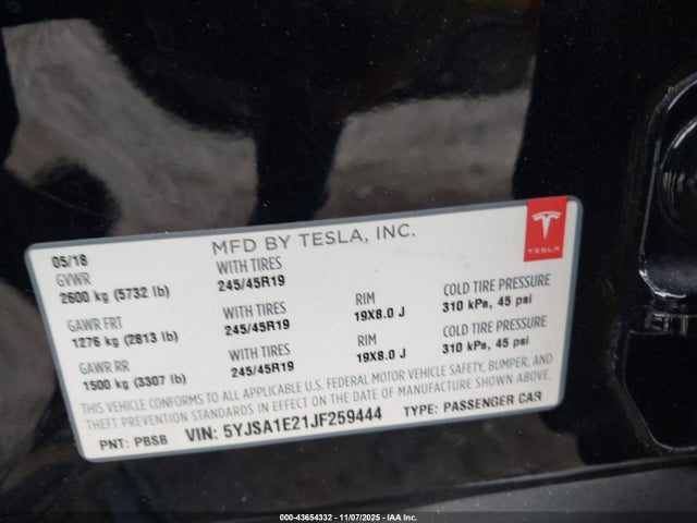 2018 TESLA MODEL S 5YJSA1E21JF259444 Photo 8