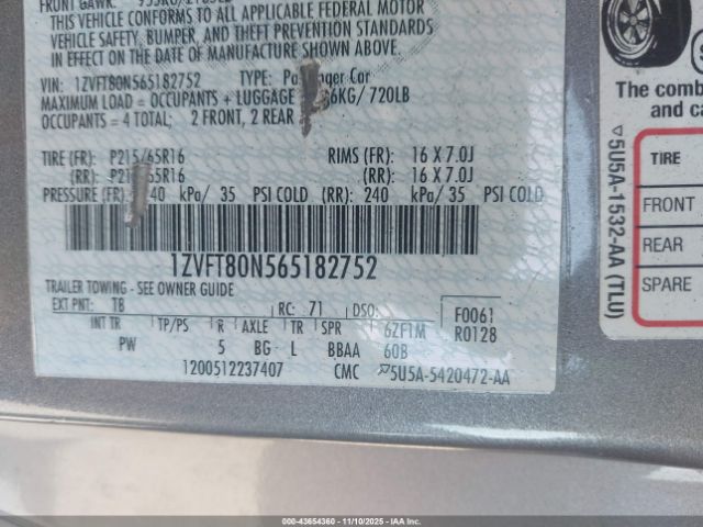 2006 FORD MUSTANG 1ZVFT80N565182752 Photo 8