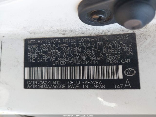 2004 LEXUS IS 300 JTHBD192940084444 Photo 8