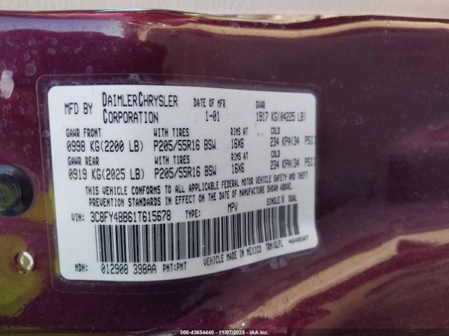 2001 CHRYSLER PT CRUISER 3C8FY4BB61T615678 Photo 8