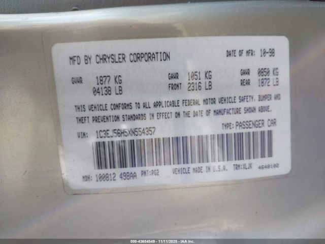 1999 CHRYSLER CIRRUS 1C3EJ56H5XN554357 Photo 8