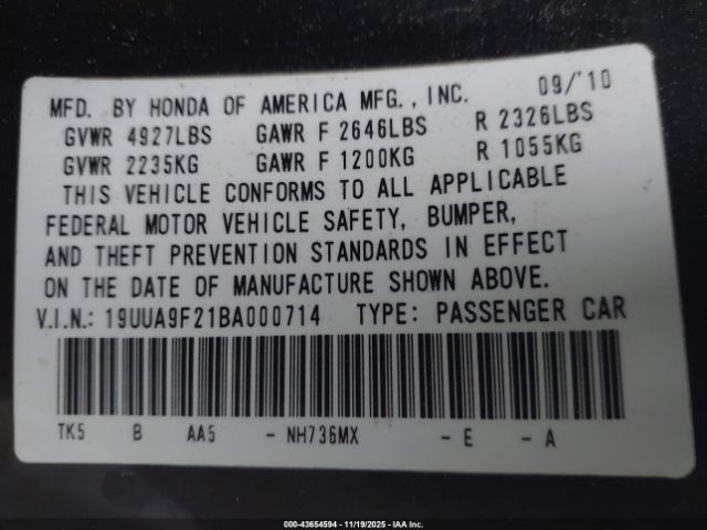 2011 ACURA TL 19UUA9F21BA000714 Photo 8