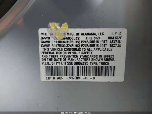 2011 HONDA RIDGELINE 5FPYK1F59BB006395 Photo 8