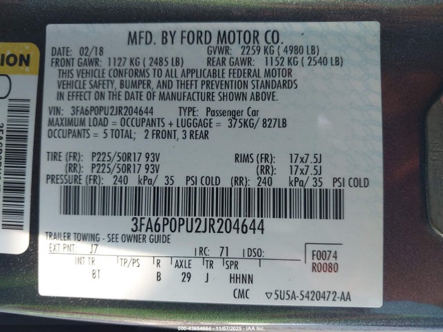 Ford Fusion Energi Se Luxury 2018 3FA6P0PU2JR204644 Image 9