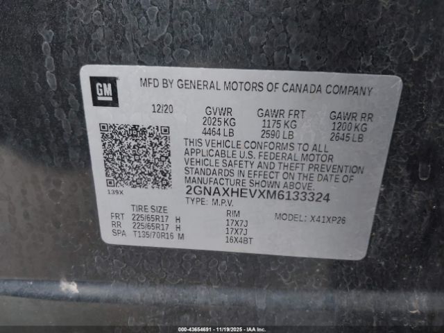 2021 CHEVROLET EQUINOX 2GNAXHEVXM6133324 Photo 8