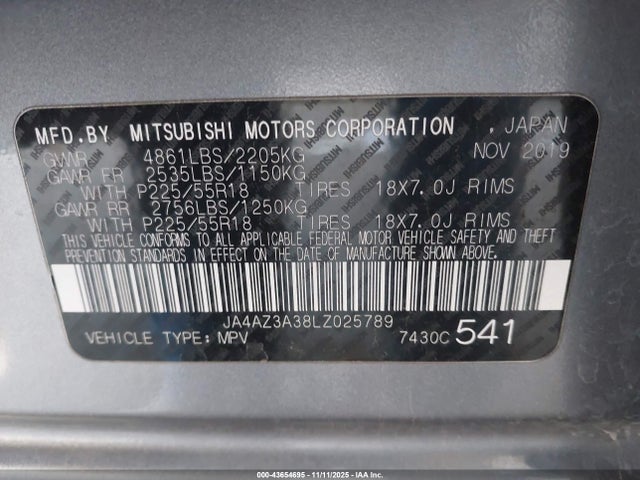 2020 MITSUBISHI OUTLANDER JA4AZ3A38LZ025789 Photo 8