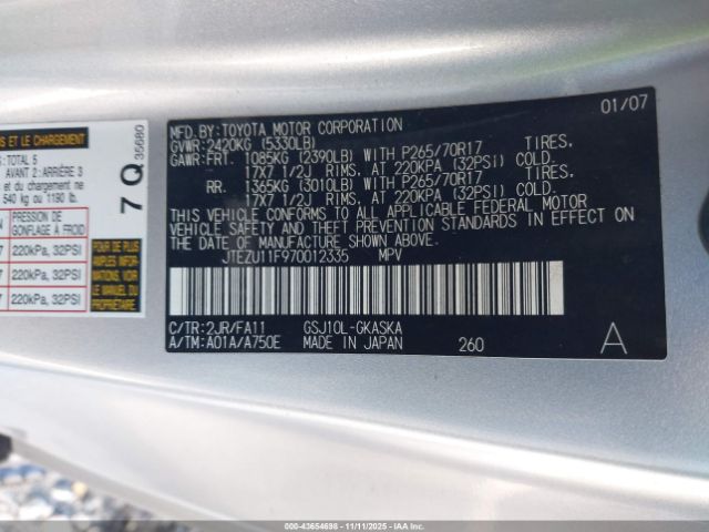 2007 TOYOTA FJ CRUISER JTEZU11F970012335 Photo 8