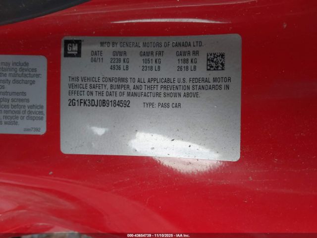 2011 CHEVROLET CAMARO 2G1FK3DJ0B9184592 Photo 8