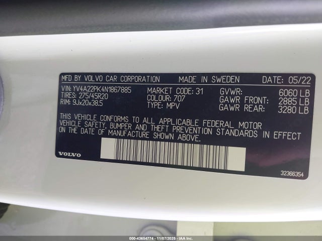 YV4A22PK4N1867885 Volvo Xc90 T6 Momentum 7 Passenger