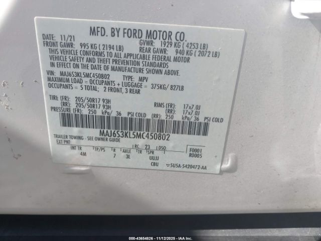 2021 FORD ECOSPORT MAJ6S3KL5MC450802 Photo 8