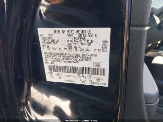 2012 FORD ESCAPE 1FMCU9D75CKB76480 Photo 8