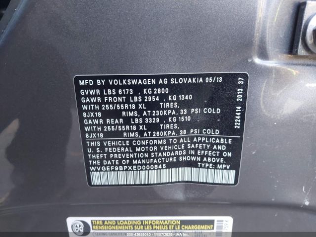 2014 VOLKSWAGEN TOUAREG WVGEF9BPXED000845 Photo 8