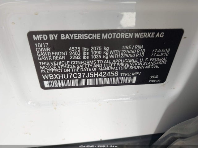 WBXHU7C37J5H42458 BMW X1