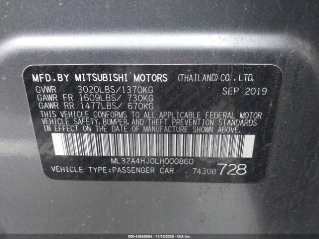 2020 MITSUBISHI MIRAGE ML32A4HJ0LH000860 Photo 8