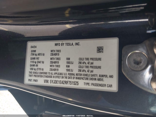 2024 TESLA MODEL 3 5YJ3E1EA2RF751525 Photo 8