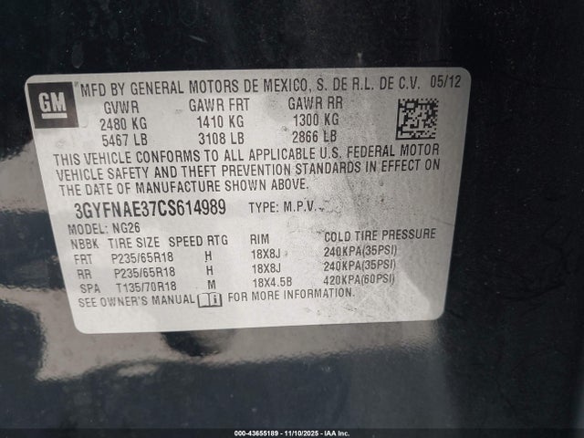 2012 CADILLAC SRX 3GYFNAE37CS614989 Photo 8