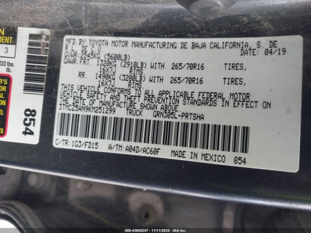 2019 TOYOTA TACOMA 3TMCZ5AN9KM251299 Photo 8