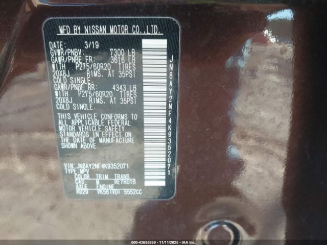 2019 NISSAN ARMADA JN8AY2NF4K9352071 Photo 8