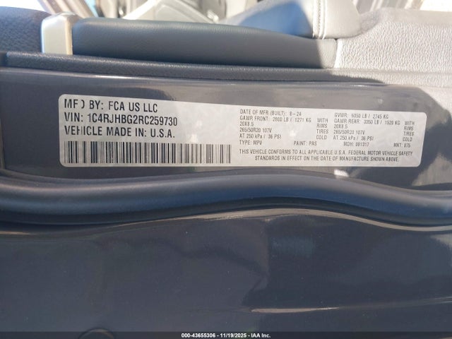 2024 Jeep Grand Cherokee Limited 4x4 მანქანა იყიდება აუქციონზე, vin: 1C4RJHBG2RC259730, აუქციონის ნომერი: 43655306