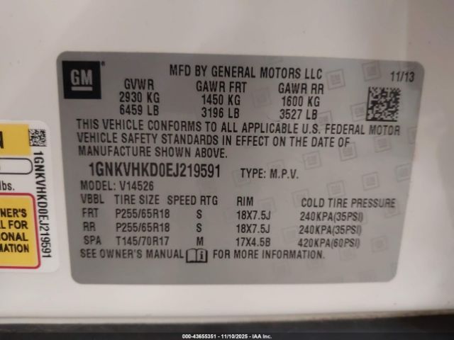 2014 CHEVROLET TRAVERSE 1GNKVHKD0EJ219591 Photo 8