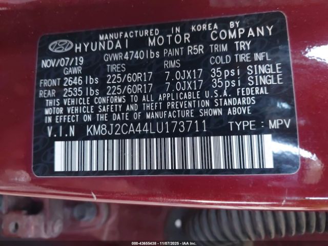 2020 HYUNDAI TUCSON KM8J2CA44LU173711 Photo 8