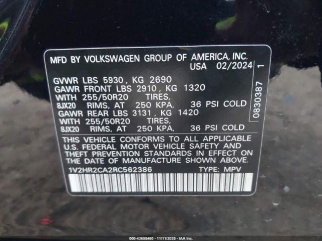 2024 VOLKSWAGEN ATLAS 1V2HR2CA2RC562386 Photo 8
