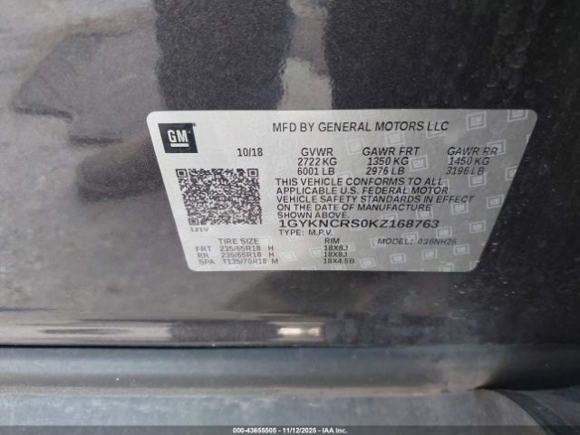 2019 CADILLAC XT5 1GYKNCRS0KZ168763 Photo 8