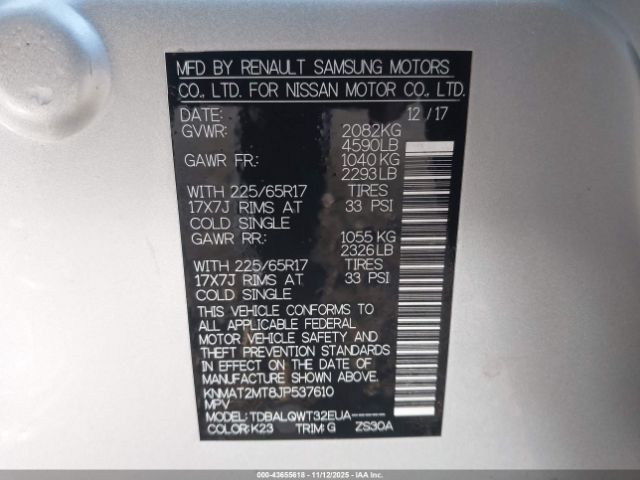 2018 NISSAN ROGUE KNMAT2MT8JP537610 Photo 8