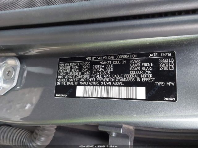 2020 VOLVO XC60 YV4102RK6L1431720 Photo 8