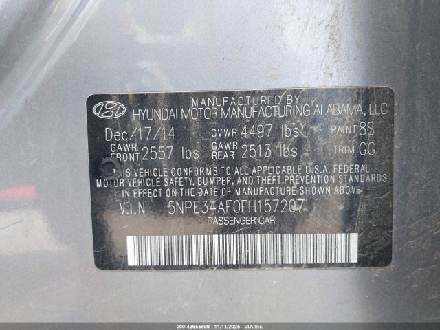 Hyundai Sonata Limited 2015 5NPE34AF0FH157207 Image 9