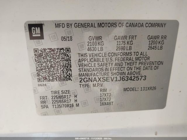 2018 CHEVROLET EQUINOX 2GNAXSEV1J6342573 Photo 8