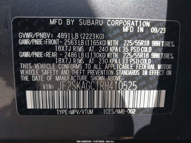 2024 SUBARU FORESTER JF2SKAGC1RH410525 Photo 8