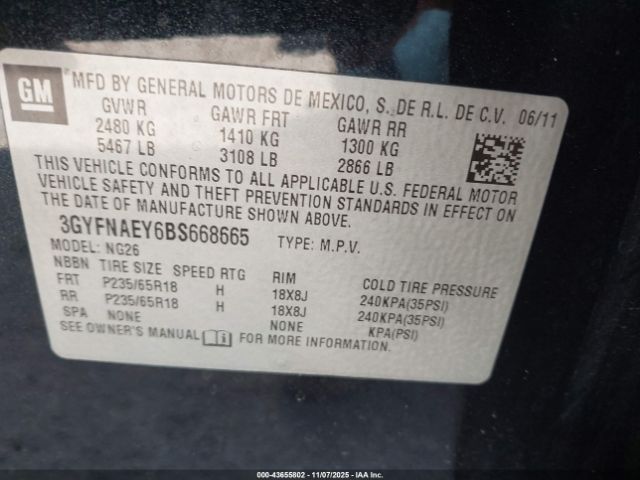 2011 CADILLAC SRX 3GYFNAEY6BS668665 Photo 8