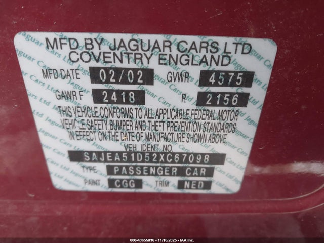 2002 JAGUAR X-TYPE SAJEA51D52XC67098 Photo 8