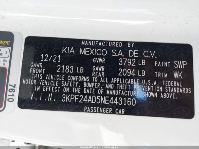 2022 KIA FORTE 3KPF24AD5NE443160 Photo 8