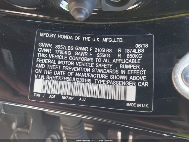 2018 HONDA CIVIC SHHFK7H56JU230169 Photo 8