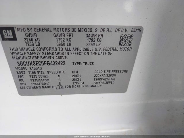 Chevrolet Silverado 1500 1lz 2015 3GCUKSEC5FG432422 Image 9