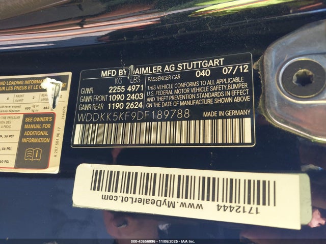 43656096 :رقم المزاد ، WDDKK5KF9DF189788 vin ، 2013 Mercedes-benz E 350 مزاد بيع
